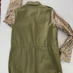 Green Jacket with Gold Sequin Sleeves